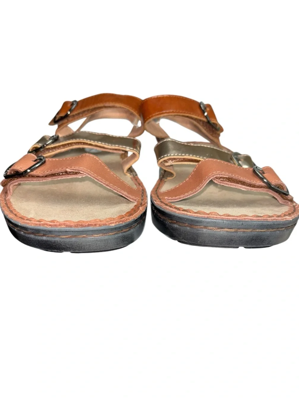 Naot Lamego Metallic Mocha Rose Gold Leather Adjustable Strap Sandals NWOT Sz 38